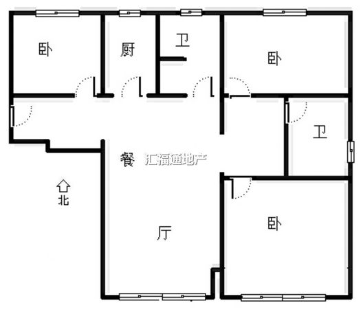 鸿坤新维港3室2厅2卫户型图