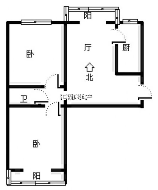 水岸花城2室1厅1卫户型图