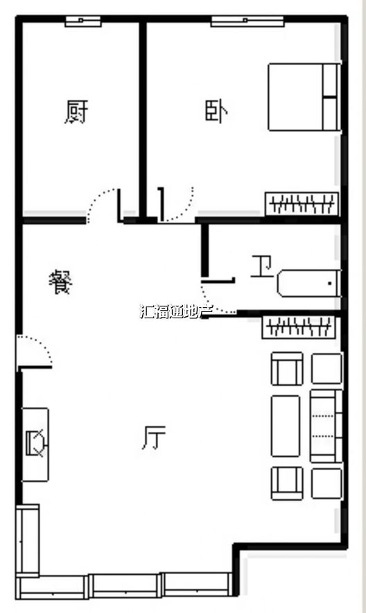 金竹花园1室2厅1卫户型图