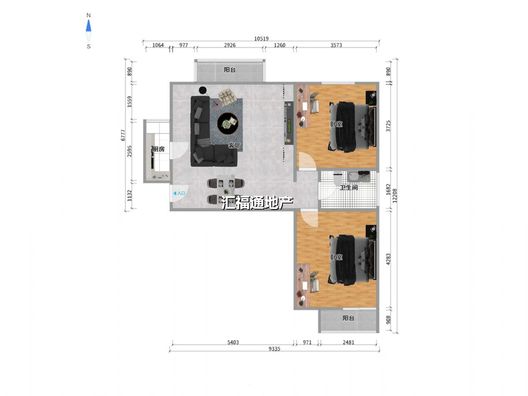 名流美域2室2厅1卫户型图