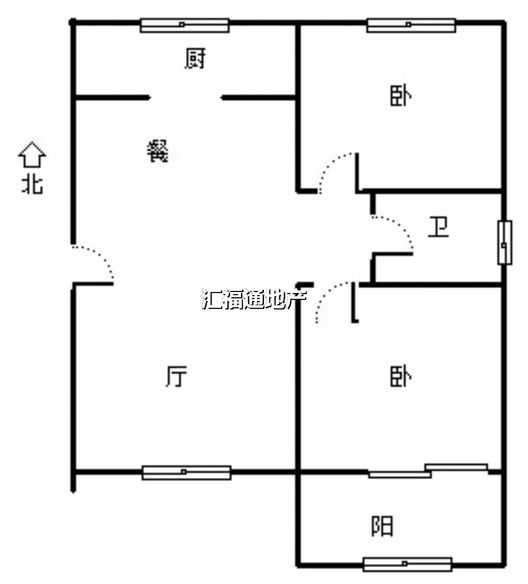 联合六号院2室2厅1卫户型图