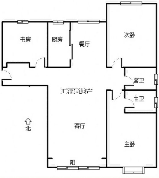 鸿坤理想湾3室2厅2卫户型图