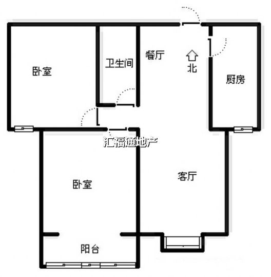 水岸花城2室2厅1卫户型图