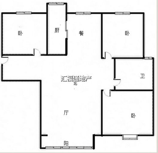 香邑溪谷玫瑰园3室2厅1卫户型图