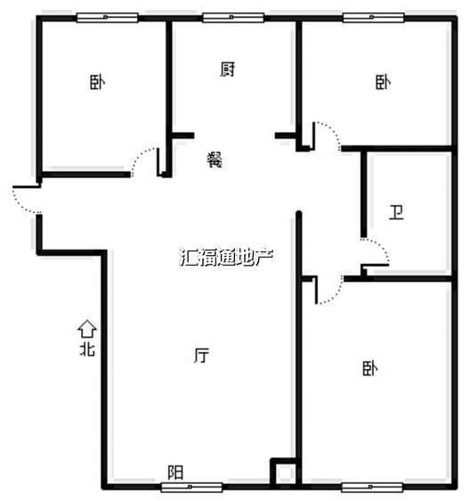 高铁新干线3室2厅1卫户型图
