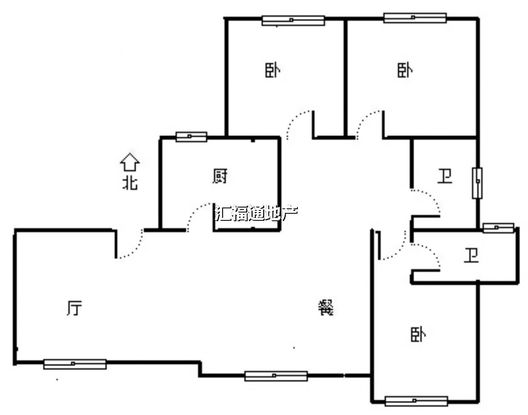 高铁新干线3室2厅2卫户型图