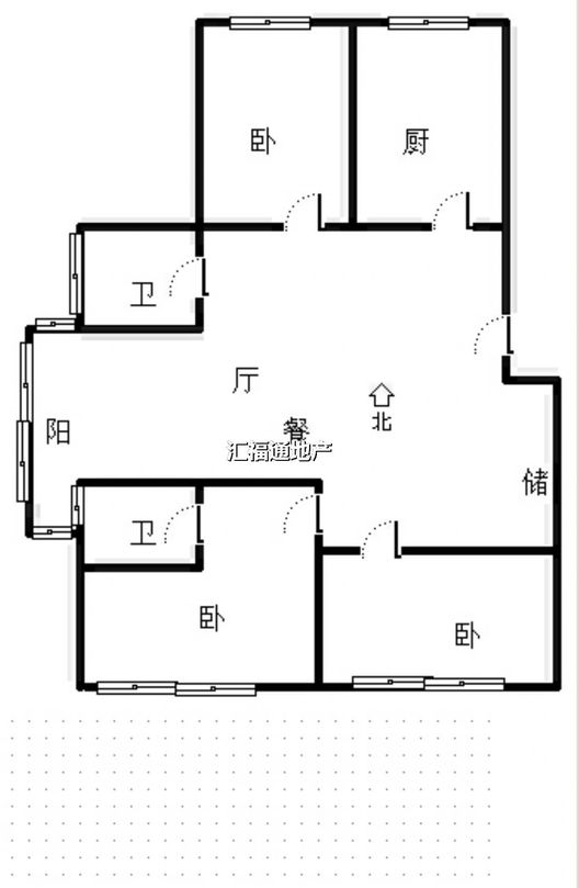 天地新城3室2厅2卫户型图