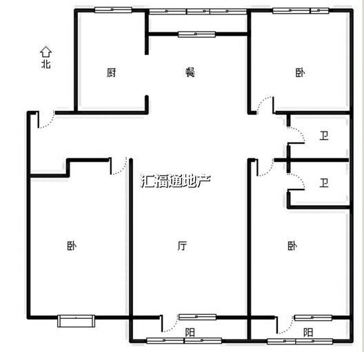 香邑溪谷玫瑰园3室2厅2卫户型图