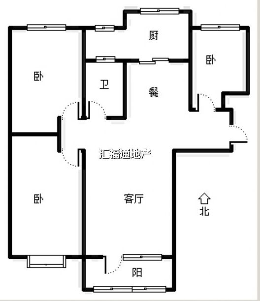 华融现代城3室2厅1卫户型图