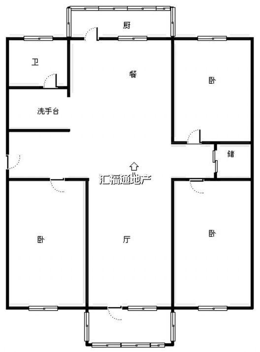 中铁建厂局家属楼3室2厅1卫户型图