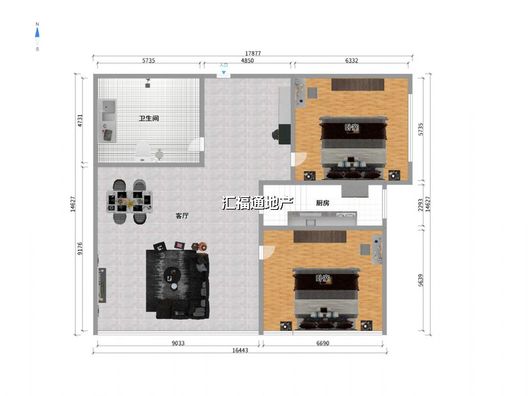 翡翠城（涿郡东区）2室1厅1卫户型图