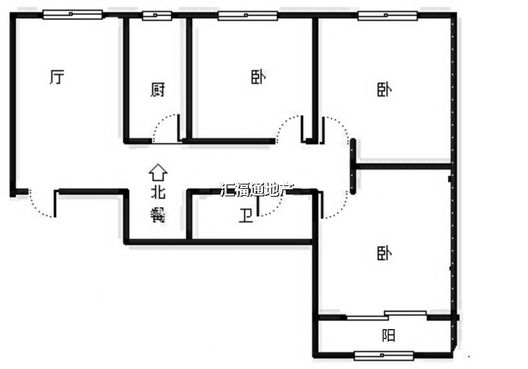 联合一号院3室2厅1卫户型图