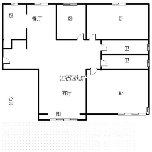 高铁新干线3室2厅2卫户型图