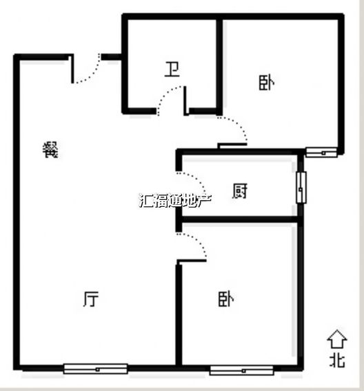 高铁新干线2室2厅1卫户型图