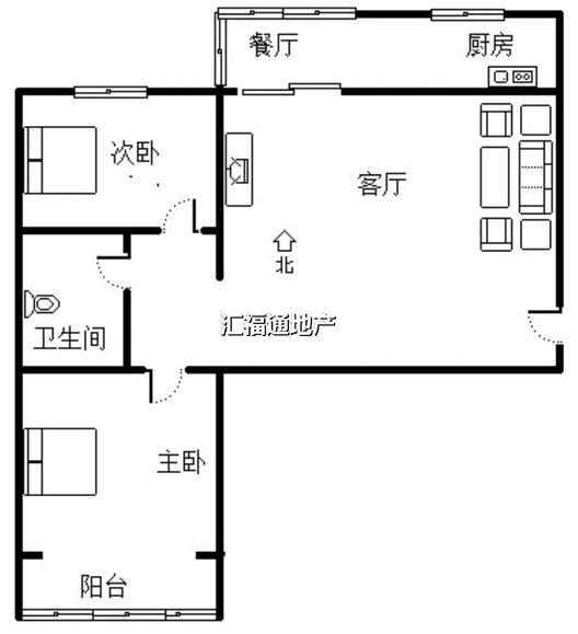 联合七号院2室2厅1卫户型图