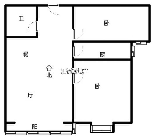 水岸花城2室2厅1卫户型图