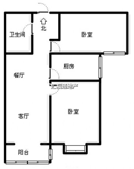 水岸花城2室2厅1卫户型图
