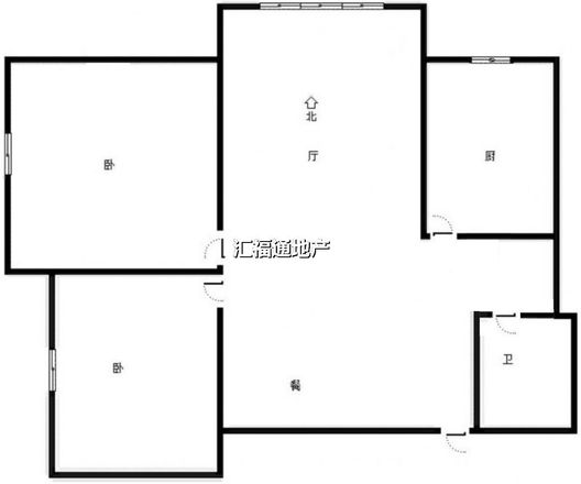鹏渤印象城·牛津花园2室2厅1卫户型图