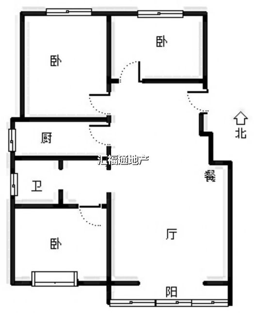 鸿坤理想湾3室1厅1卫户型图