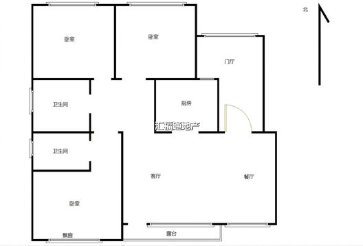 高铁新干线3室2厅2卫户型图