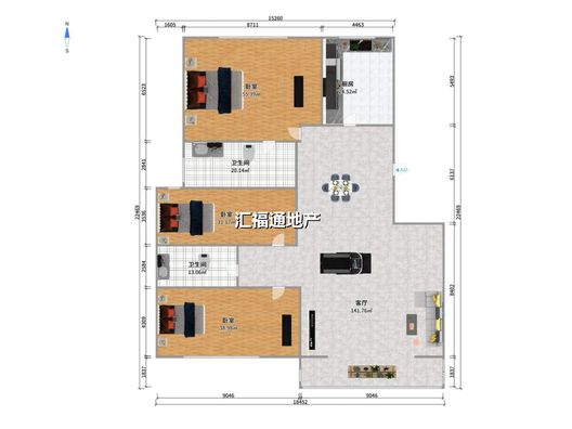 和谐佳居3室2厅2卫户型图