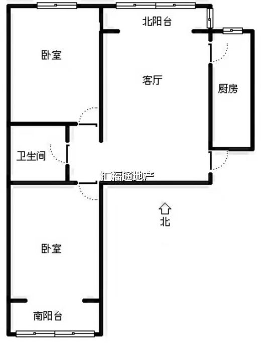 水岸花城2室1厅1卫户型图