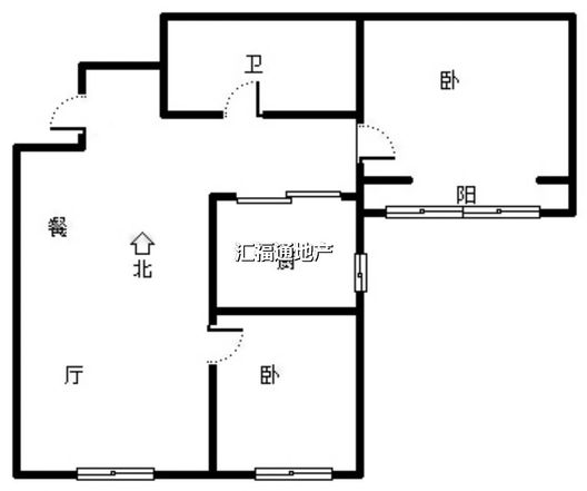 君临天下御景园2室1厅1卫户型图