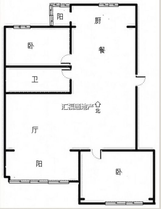 范阳一号（鹏渤御苑）2室2厅1卫户型图
