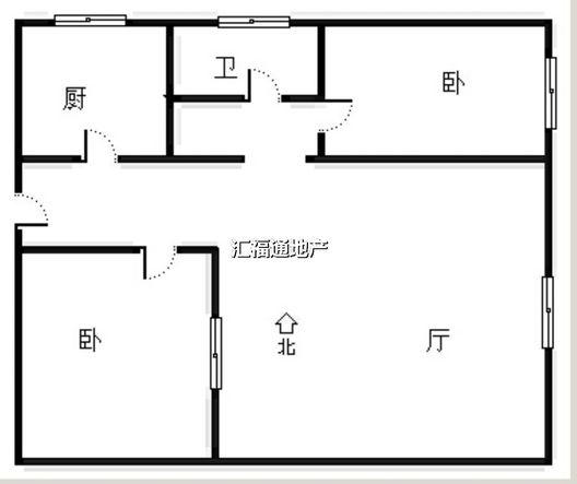 新加坡花园2室1厅1卫户型图