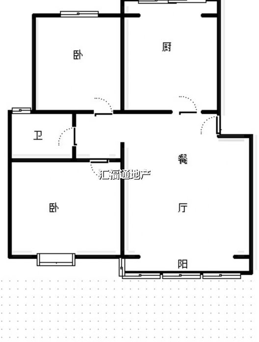 水岸花城2室1厅1卫户型图
