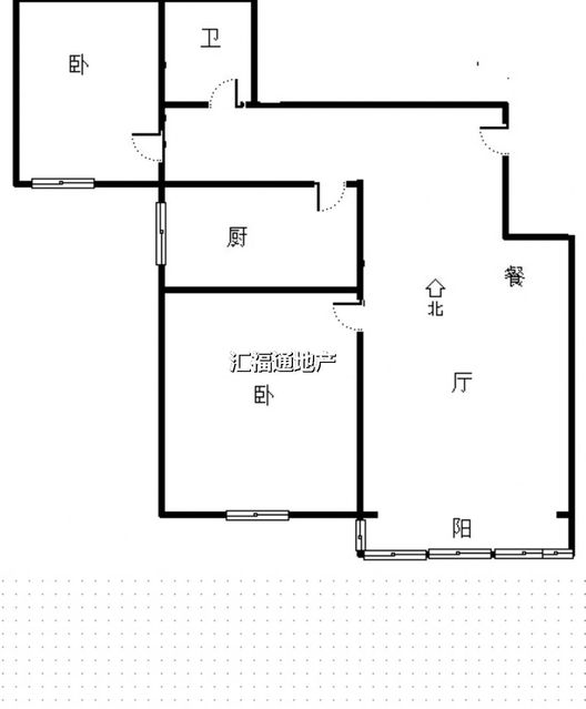 范阳公寓2室1厅1卫户型图
