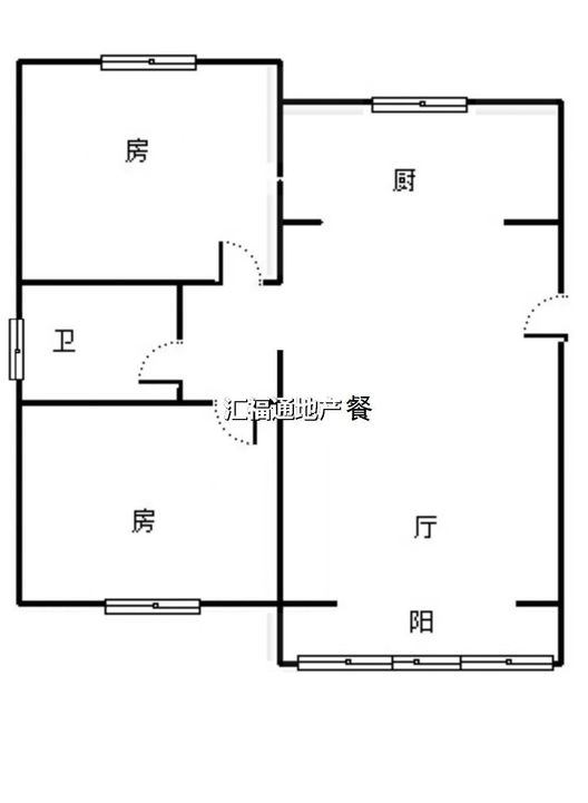 高铁新干线2室2厅1卫户型图