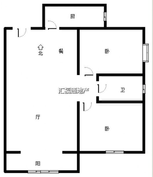 鸿坤理想湾2室2厅1卫户型图