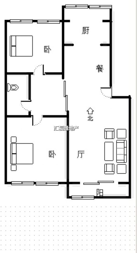 银城小区2室2厅1卫户型图