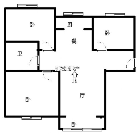 K2狮子城3室1厅1卫户型图