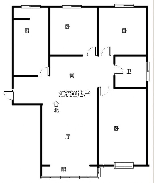 京中美居3室2厅1卫户型图