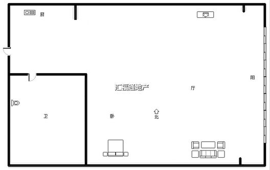 金街公寓1室1厅1卫户型图