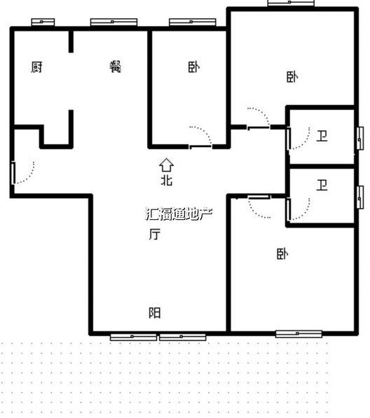 高铁新干线3室2厅2卫户型图