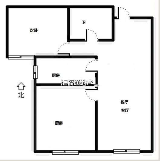 高铁新干线2室2厅1卫户型图
