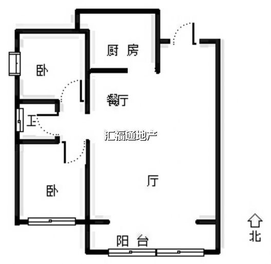 鸿坤理想湾2室2厅1卫户型图