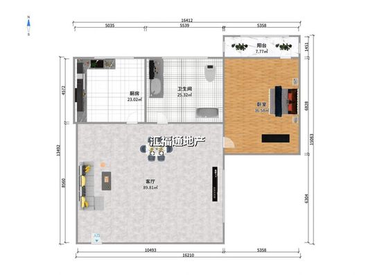 范阳公寓1室1厅1卫户型图