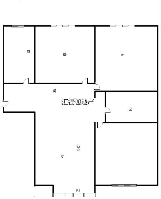 范阳公寓3室2厅1卫户型图