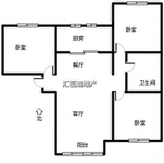 鸿坤理想湾3室2厅1卫户型图