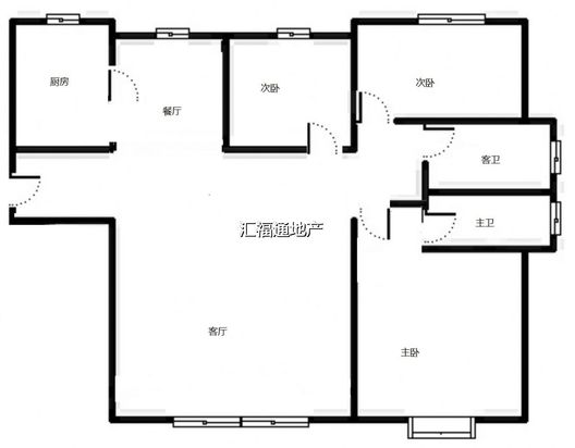 高铁新干线3室2厅1卫户型图