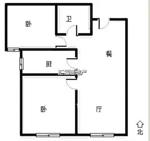 鸿坤理想湾2室2厅1卫户型图