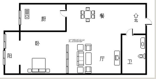 汇元上城2室1厅1卫户型图