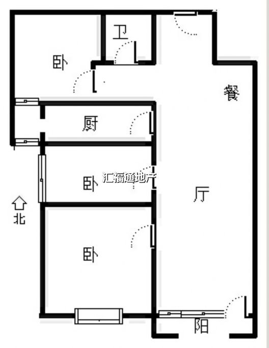 华融现代城3室2厅1卫户型图