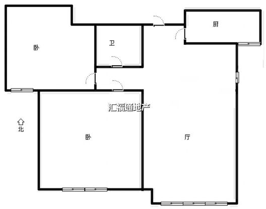 鸿坤理想湾2室1厅1卫户型图