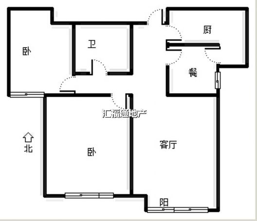 鸿坤理想湾2室2厅1卫户型图