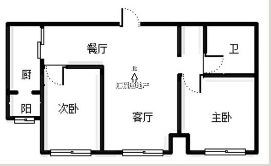 鸿坤新维港2室1厅1卫户型图